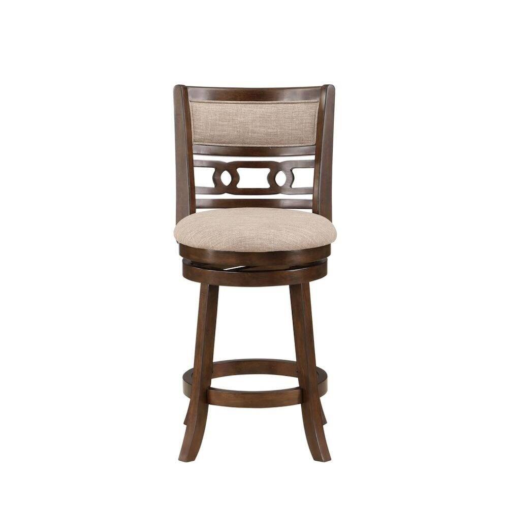 Alt View 1. FurniFact - 24-Inch Wood Swivel Counter Stool Cherry Brown Fabric - Cherry.