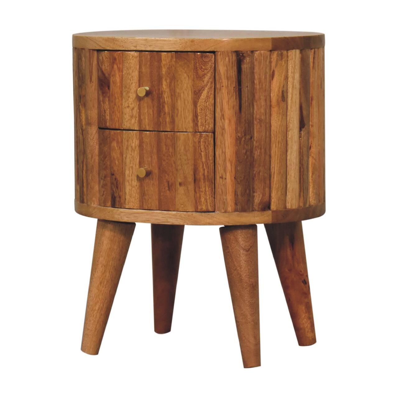Left. Artisan Furniture - Artisan Furniture Solid Wood Stripe Nightstand, 2 Drawers, Nordic Legs, Oak - Oak.