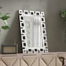 Breezary - 36 x 24 Modern Rectangle Wall Mirror Beveled Crystal Hollow Frame Decorative Vanity for Bathroom Bedroom Living Room - Black
