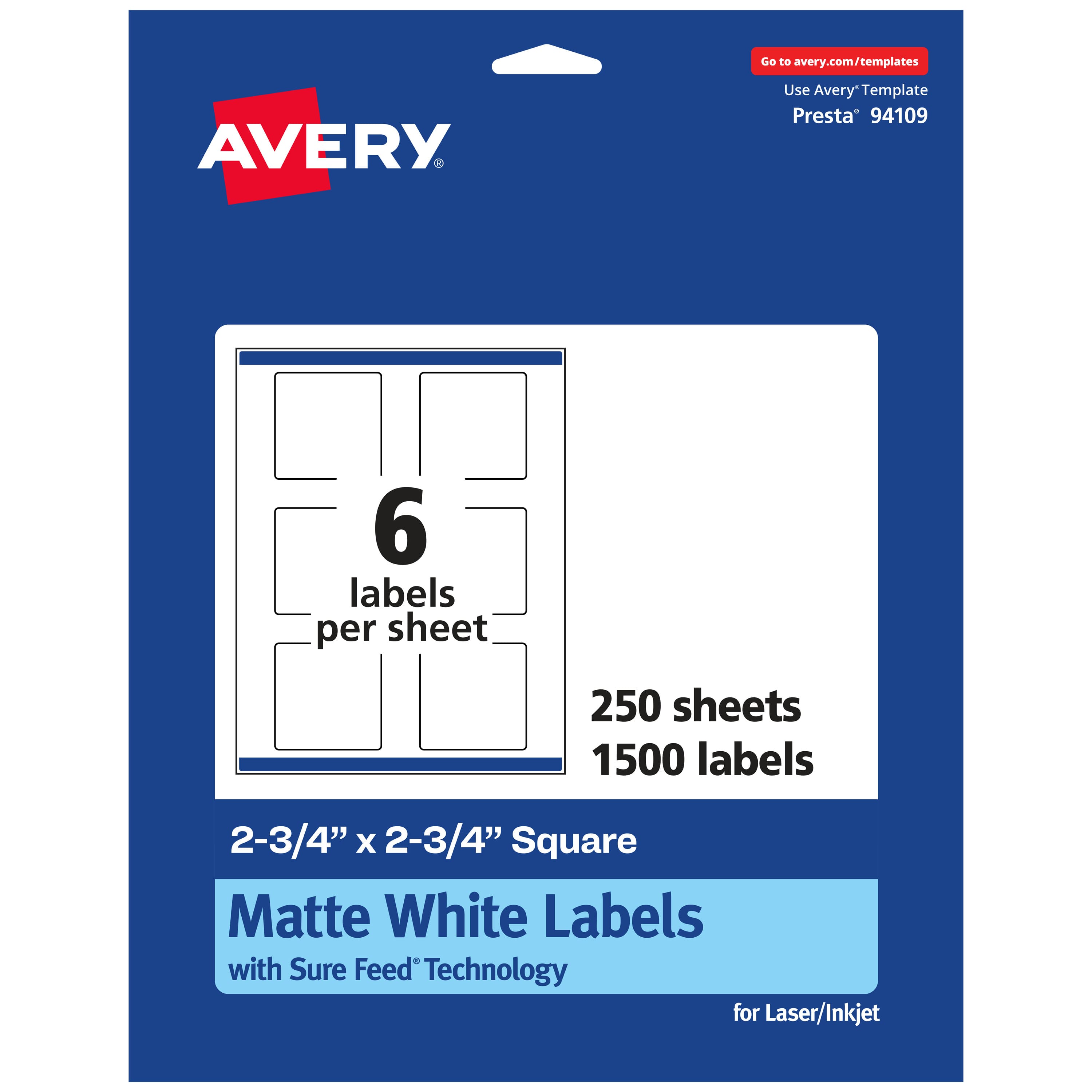 "Avery - Matte Square Labels, 2.75"" x 2.75"", 1,500 Labels - White" price history on PriceWatchPro