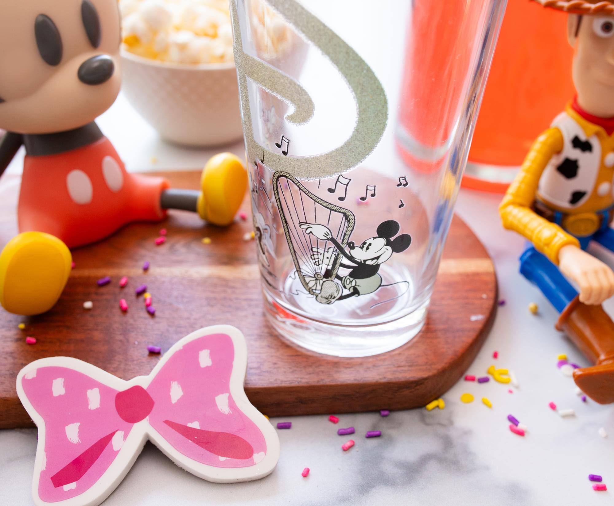 Alt View 5. Disney - Disney 100 Years of Wonder Glitter Pint Glass | Holds 16 Ounces - Black.