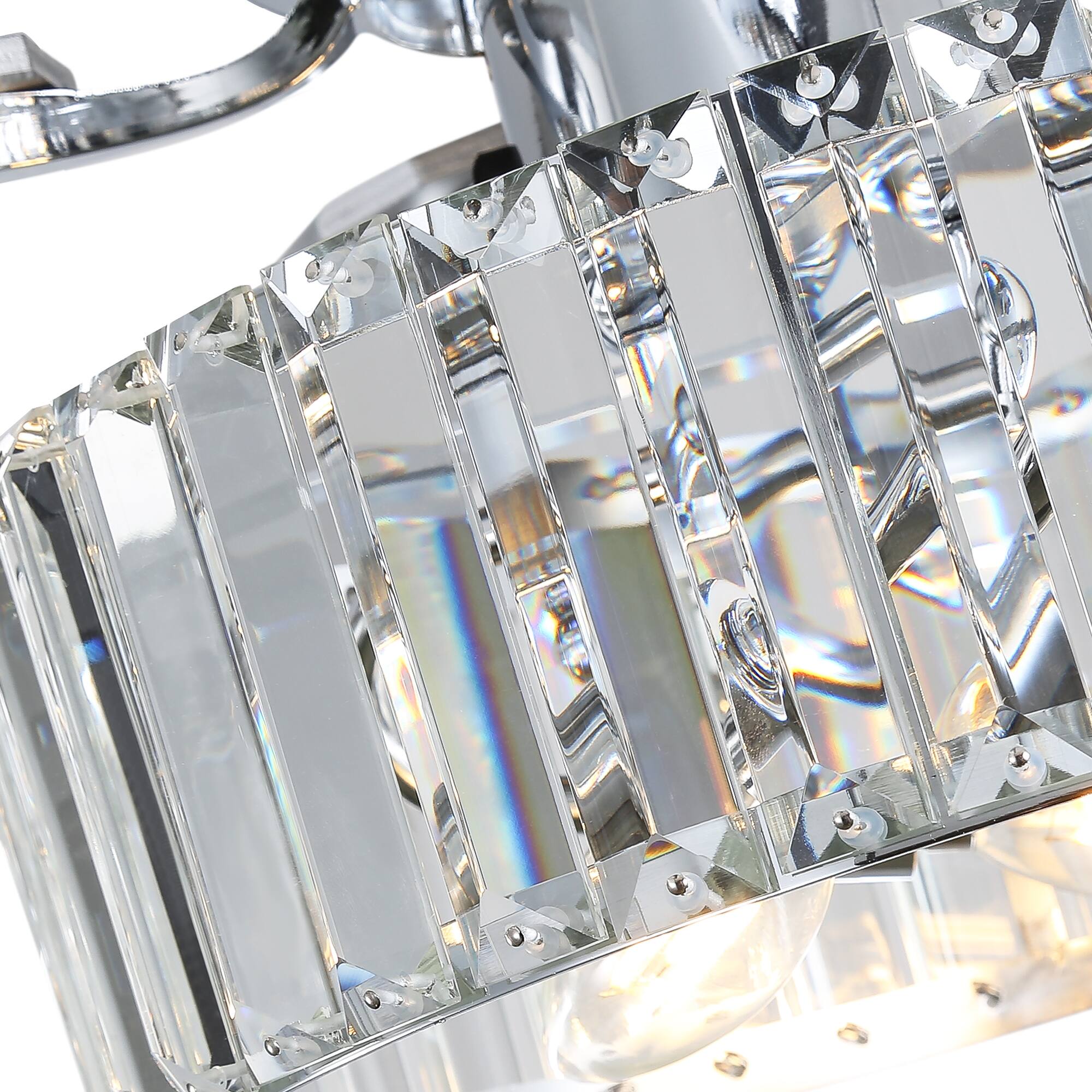 Alt View 7. Breezary - 52" Indoor Chandelier Ceiling Fan with Silver Blades & Crystal E12 Triple Light - Remote Included (5-Blade) - Chrome.