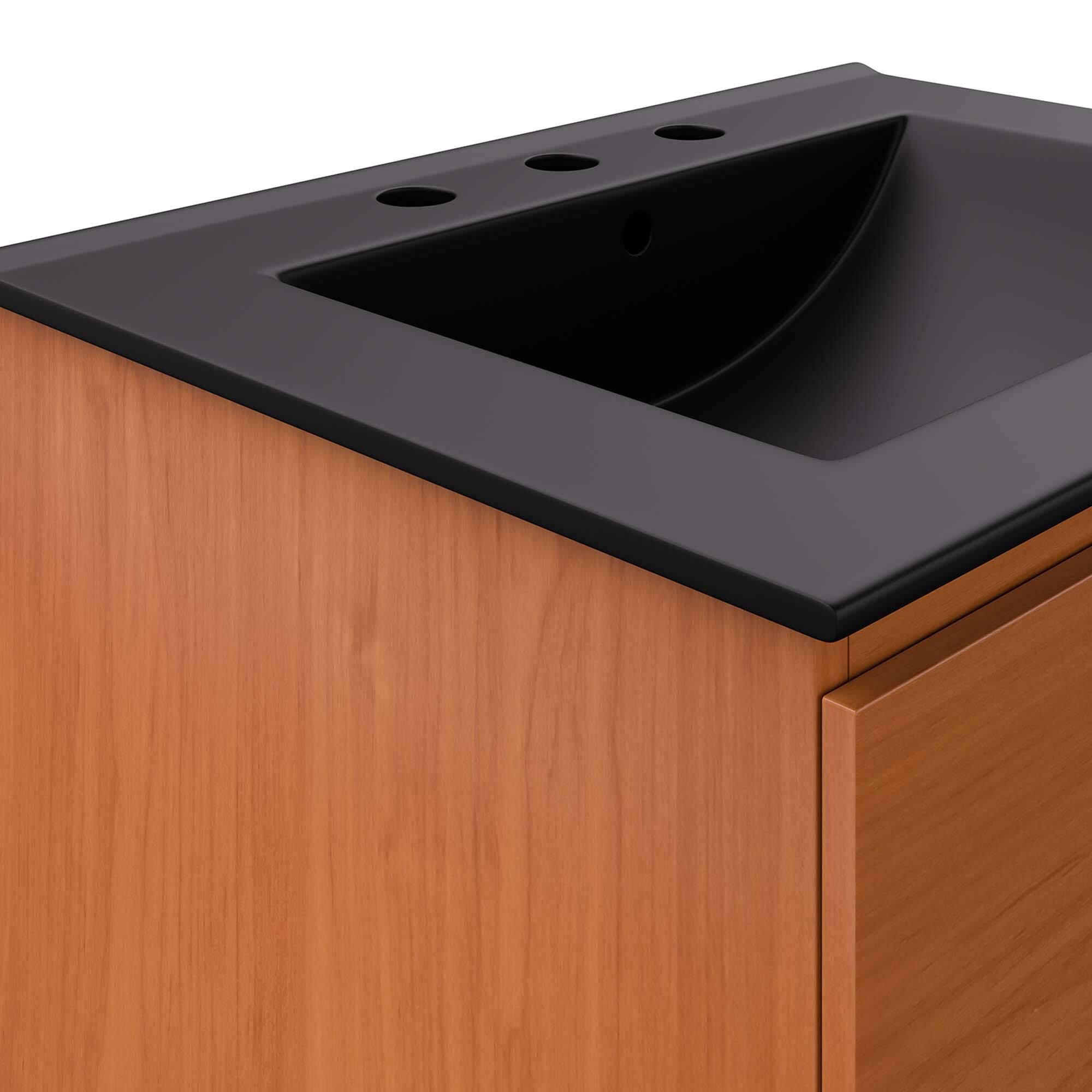 Alt View 5. Modway - Scenic Wall-Mount Bathroom Vanity Basin Included by Modway - Cherry Black.
