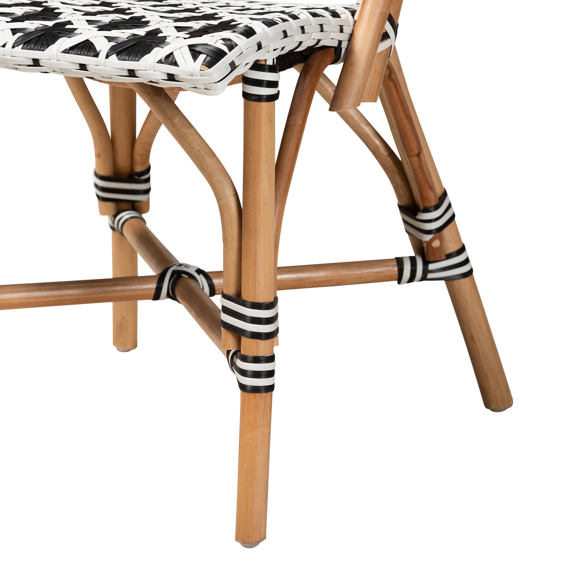Alt View 1. bali & pari - Ambre Modern French and Weaving Natural Rattan 2-Piece Bistro Chair Set - Black/White/Natural Brown.