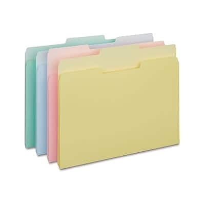 Staples - File Folders, 1/3-Cut Tab, Letter Size, 100/Pack - Assorted Pastel Colors
