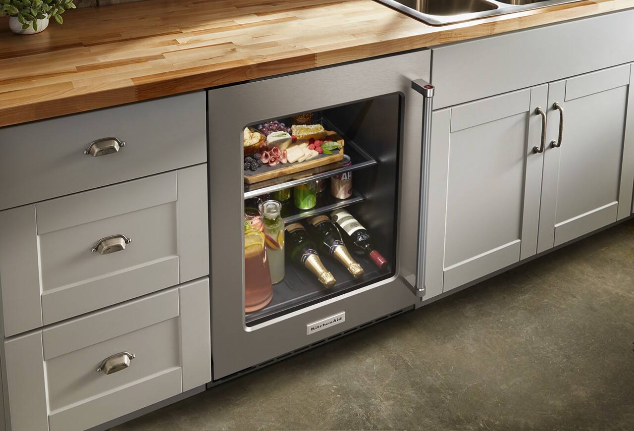 Alt View 4. KitchenAid - 5.2 Cu. Ft. Built-In Mini Fridge - Stainless Steel.