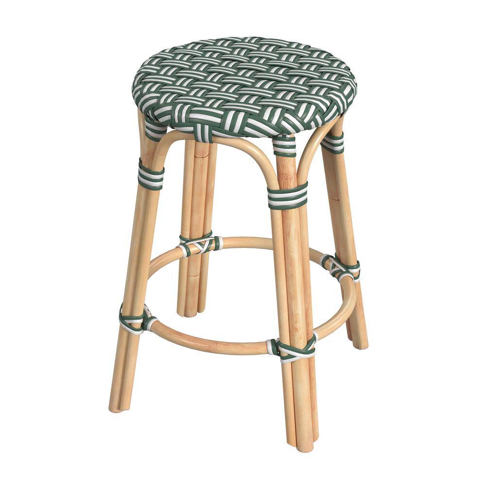 Alt View 1. Butler Specialty - Tobias Rattan Round 24" Counter Stool - Green.