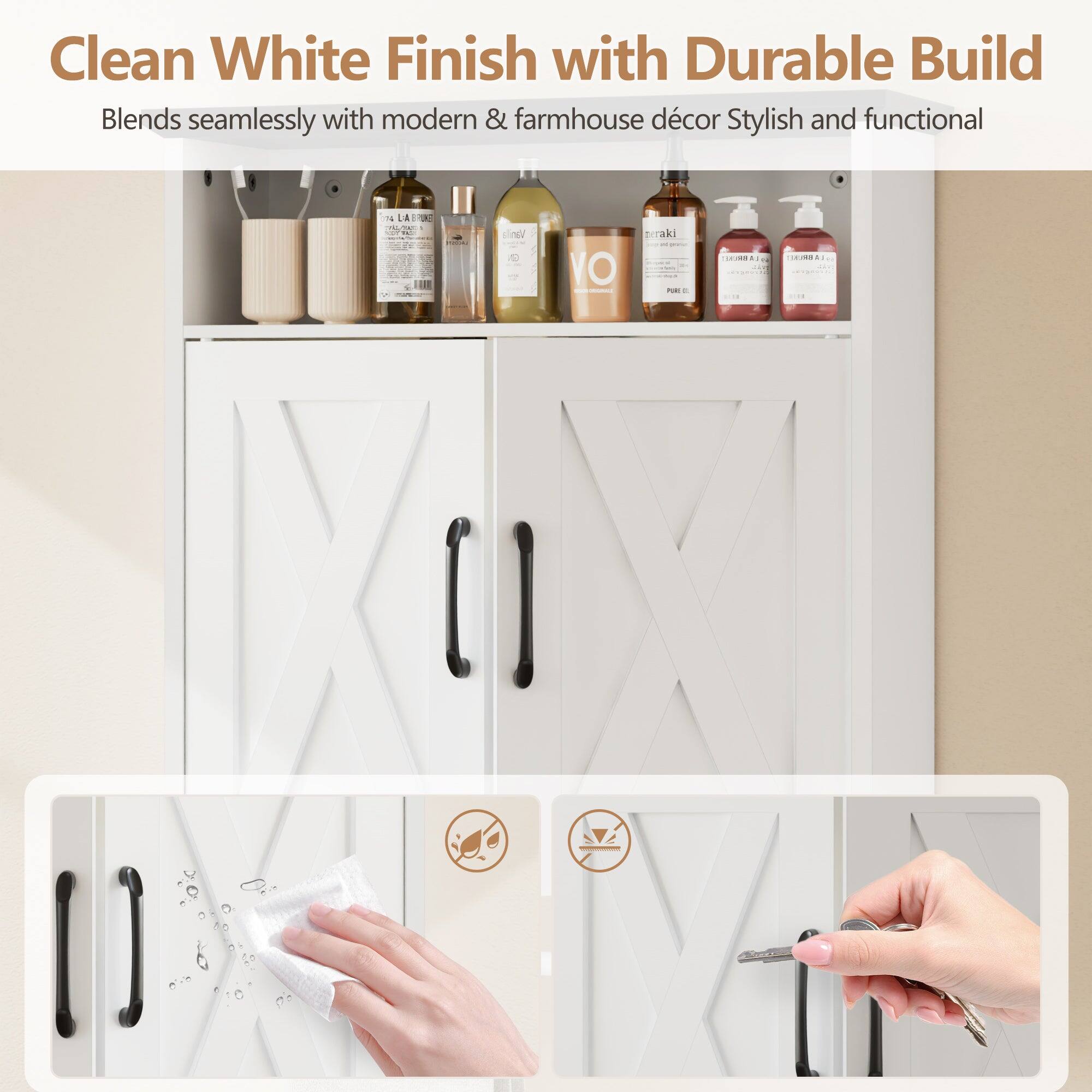 Clean White Finish with Durable Build  
Blends seamlessly with modern & farmhouse décor  
Stylish and functional