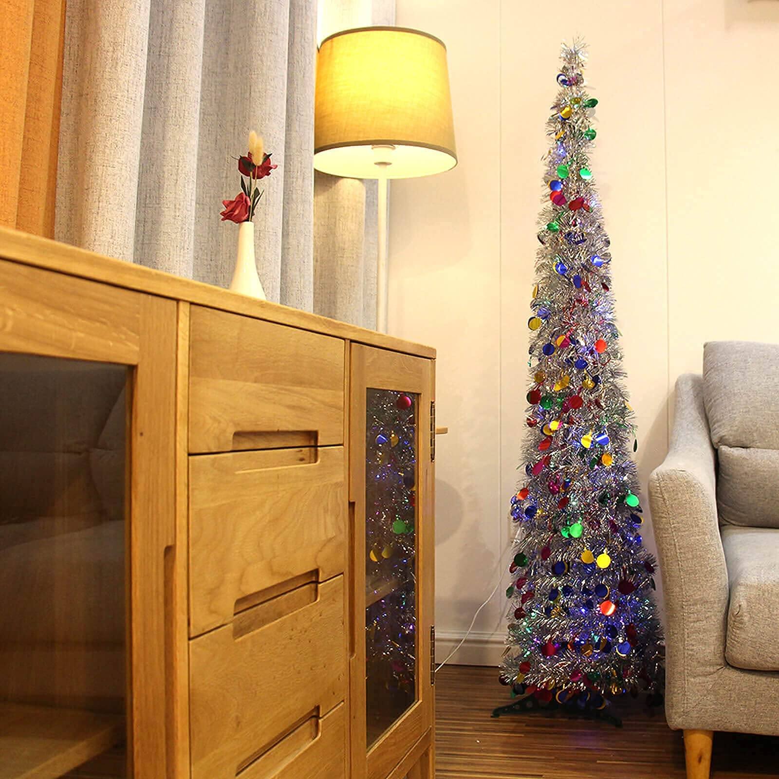 Alt View 5. Skar Audio - Artificial Christmas Pop Up Tree Tinsel Pencil With 100 Multi - Yellow.