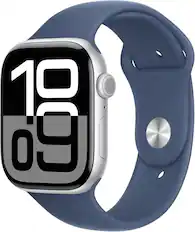 Front. Apple - Watch Series 10 Aluminum 46mm (GPS Only, No Cellular) - Silver.