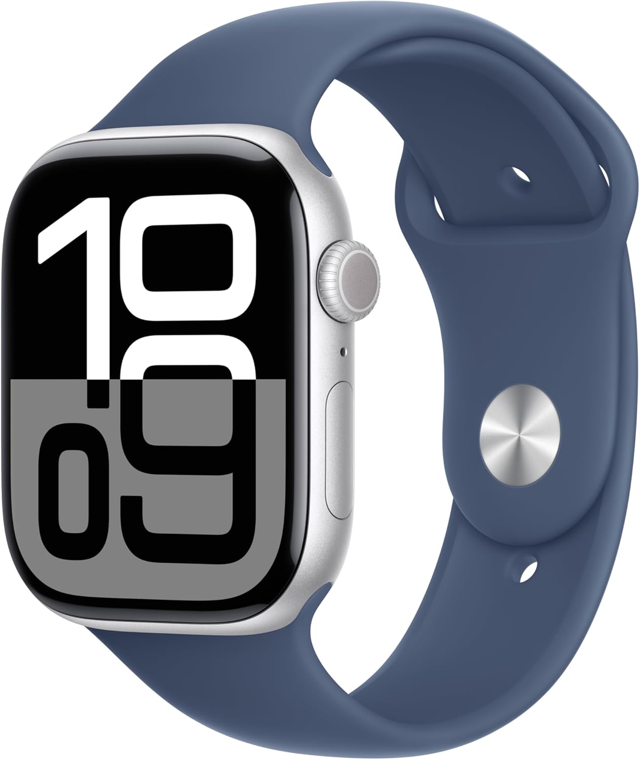 Front. Apple - Watch Series 10 Aluminum 46mm (GPS Only, No Cellular) - Silver.