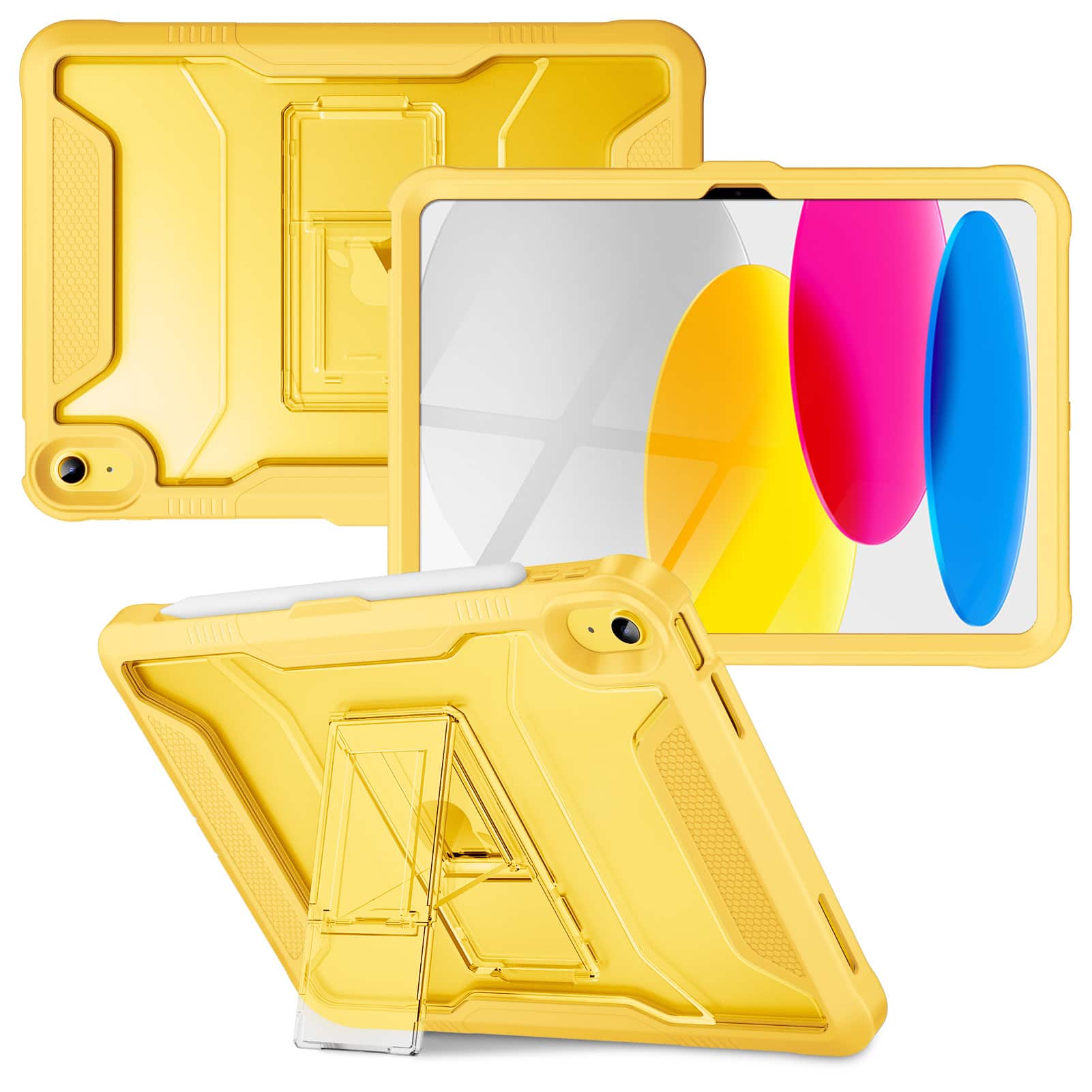 Front. VIKESI - for iPad 10th Generation Kickstand Protective Case 2022,iPad 10.9 Inch Shockproof Cover with Matte Frosted Back - Banana.