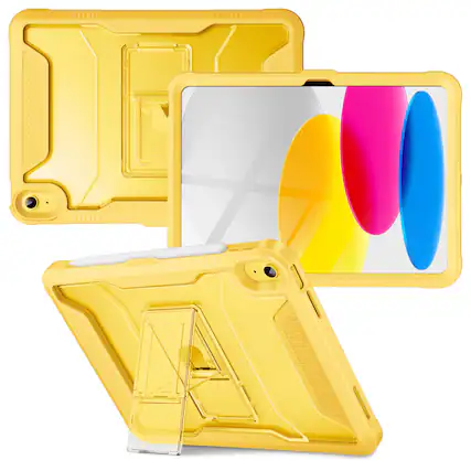 Front. VIKESI - for iPad 10th Generation Kickstand Protective Case 2022,iPad 10.9 Inch Shockproof Cover with Matte Frosted Back - Banana.