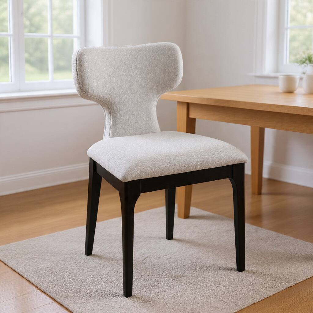 Alt View 5. Manhattan Lane - Mopa Side Chair Set of 2,  Chenille,  Wood Frame, Low Back - Light Gray, Black.