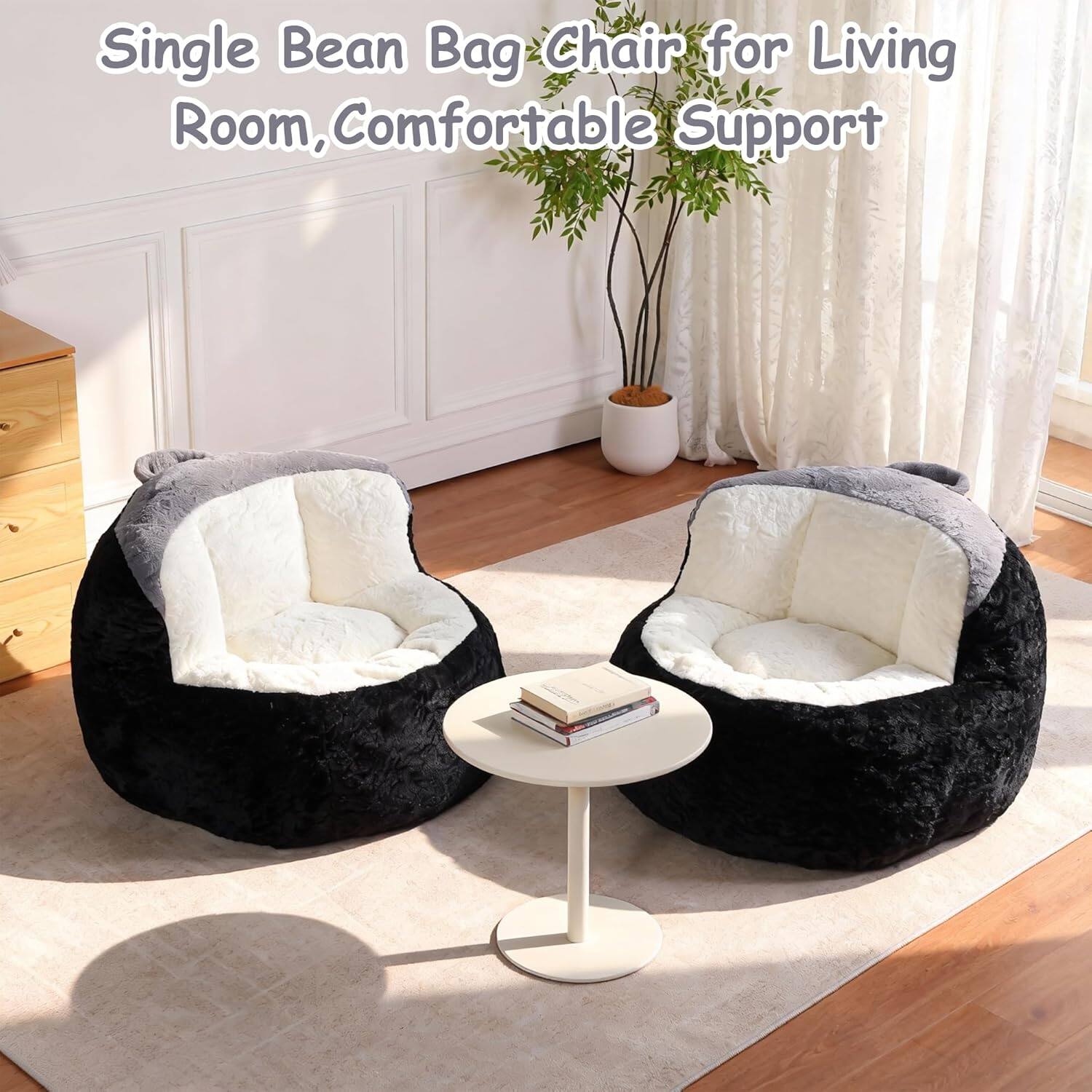 Single Bean Bag Chair for Living Room, Comfortable Support