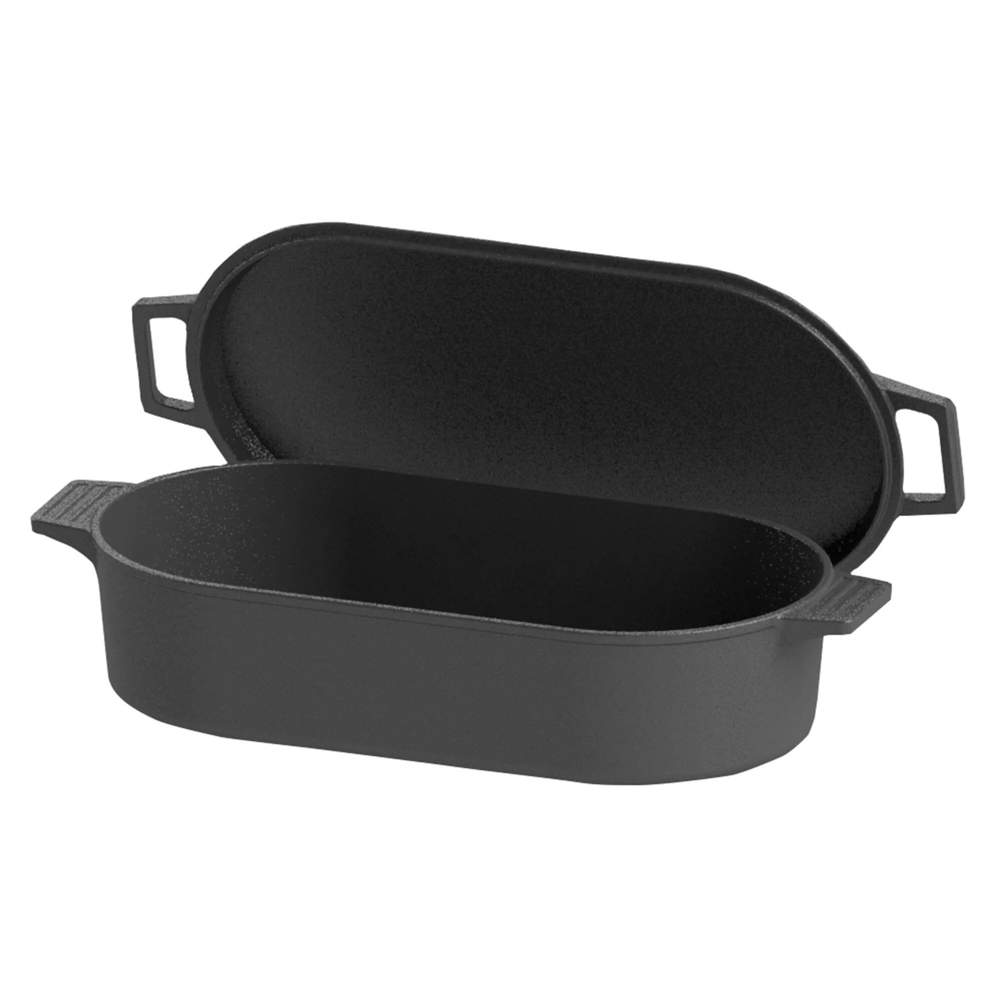 Alt View 1. Bayou Classic - Bayou Classic 7477 6 Quart Large Cast Iron 17 In x 9.25 In Oval Fryer with Lid - Black.