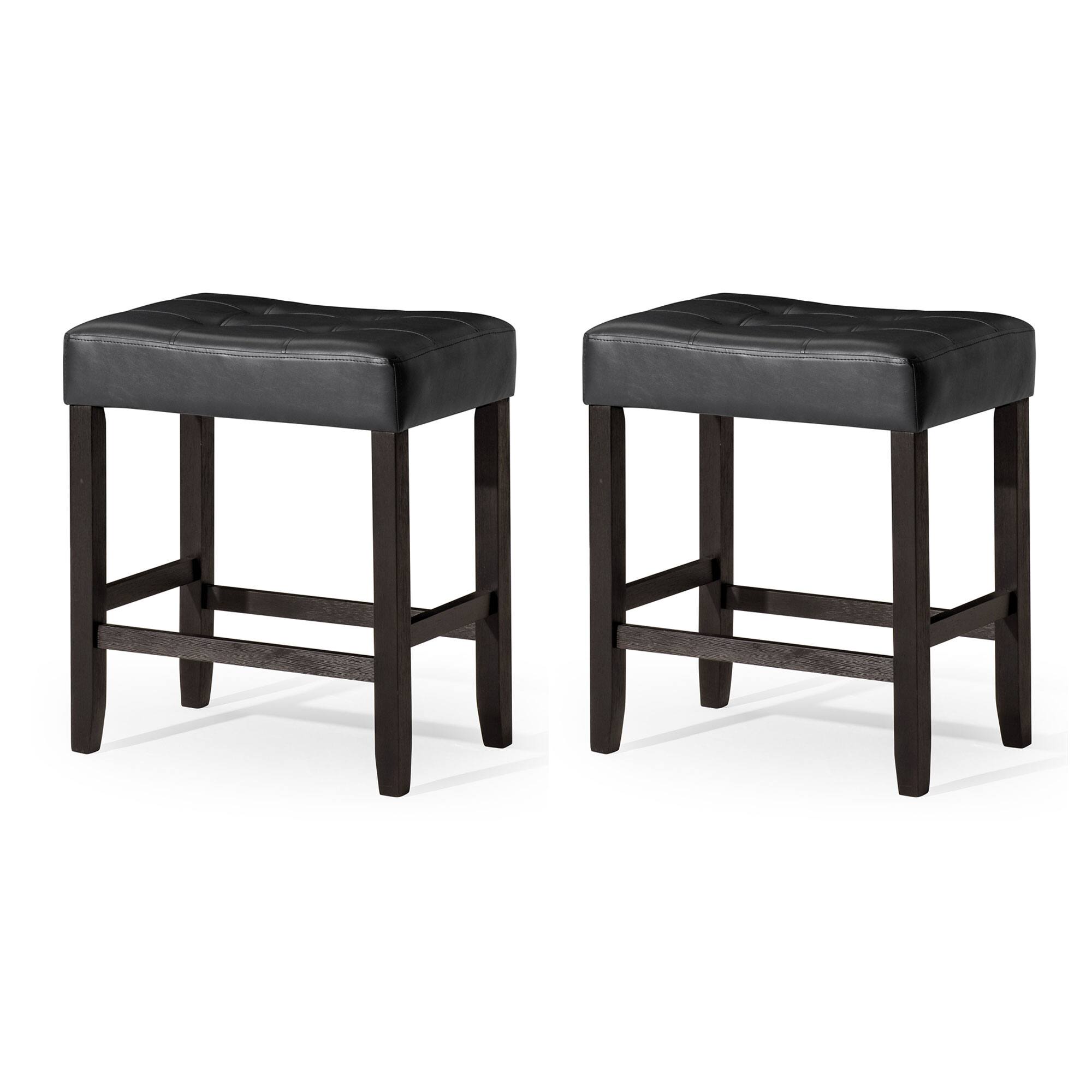 Front. Maven Lane - Carte: A La Carte Home Harper Counter Stool, Rustic Black Wood Finish, Set of 2 - Rustic Black.