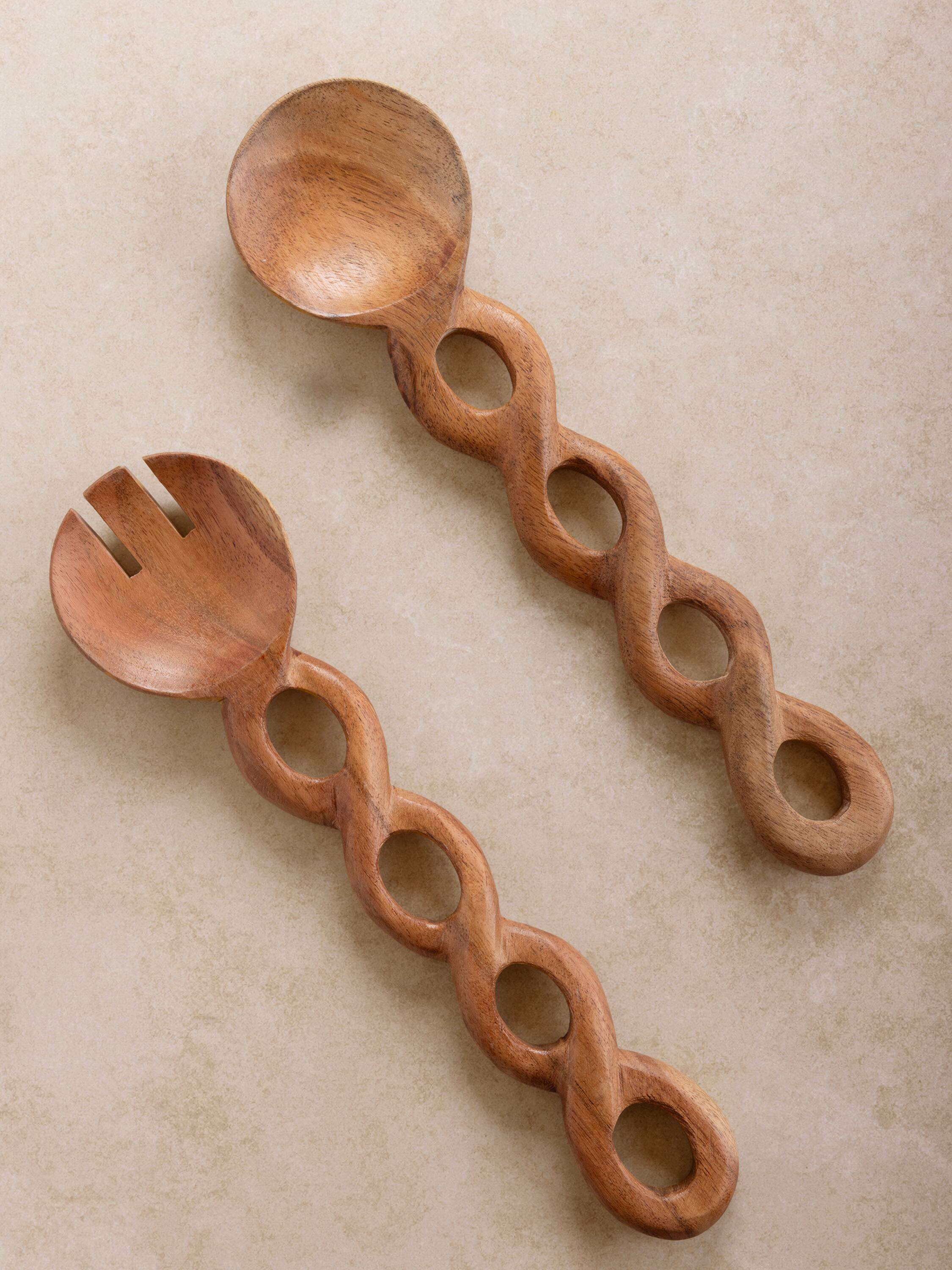 Front. GAURI KOHLI - Valencia Salad Servers - Shades of brown.