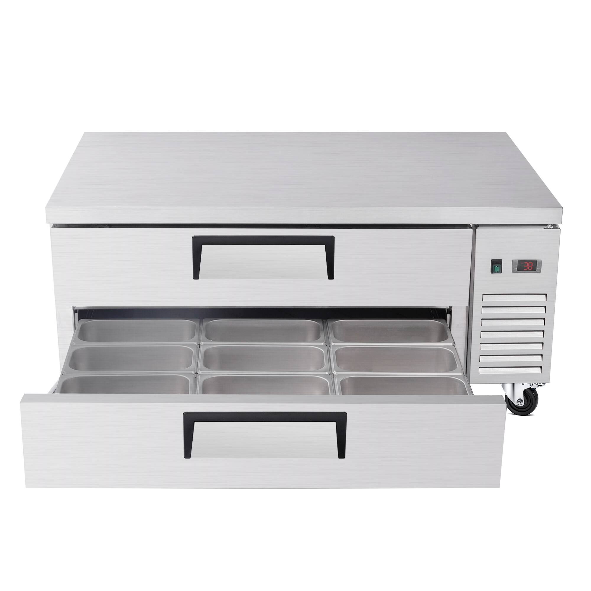 Alt View 8. BEARSOLIM - 10.5 Cu Ft 52 "" Refrigerated Chef Base 2 Drawer Undercounter Refrigerator  33 41F Ventilated Cooling R290 ETL DOE - sliver.