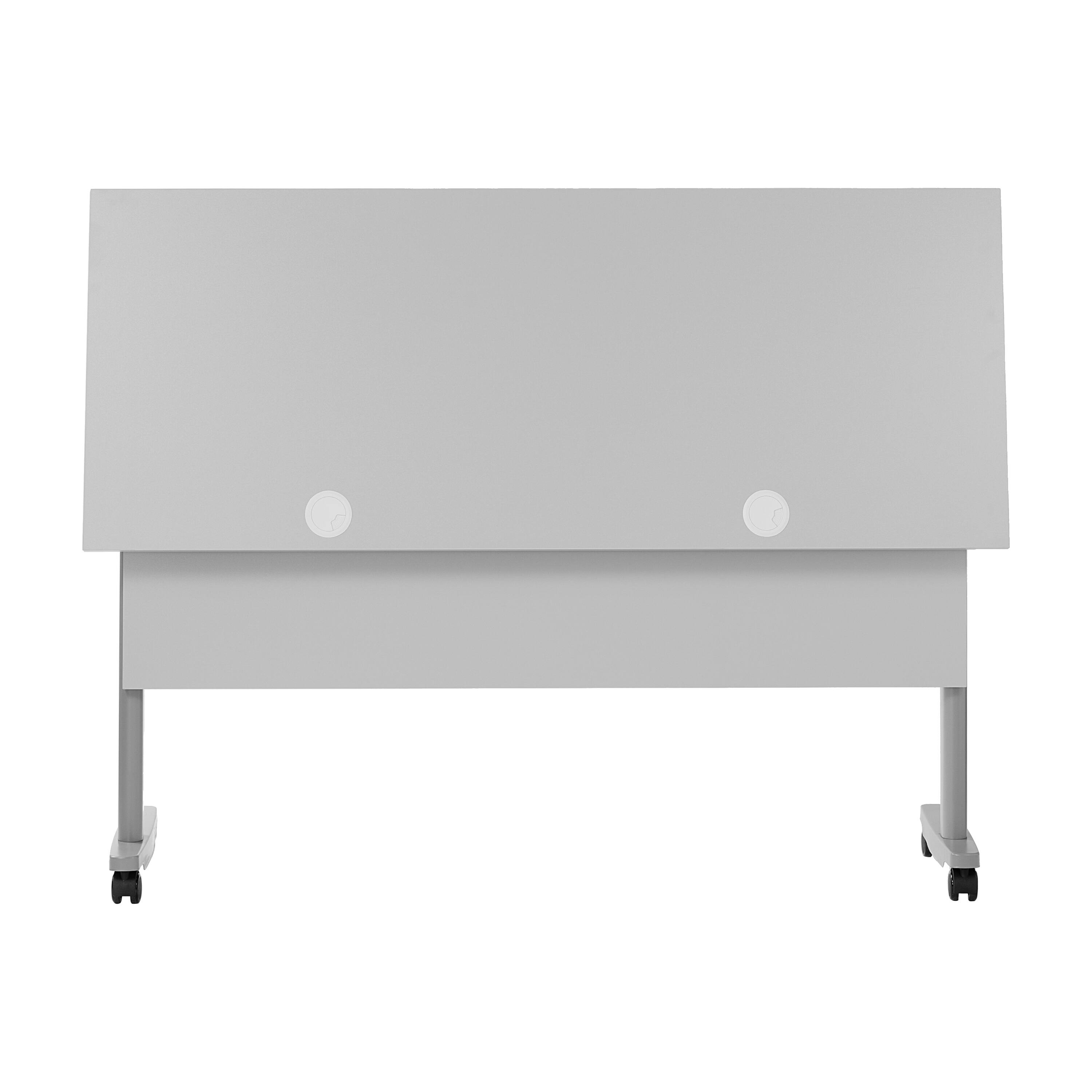Alt View 9. Emma + Oliver - Hahn Heavy-Duty Flip Top Training Table with Nesting Design, Privacy Panel, T-Legs, Tabletop, Metal Frame - Gray Top/Gray Frame.