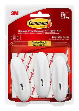 Command - Large Wire Hook, 5 lb., 3/Pack - White