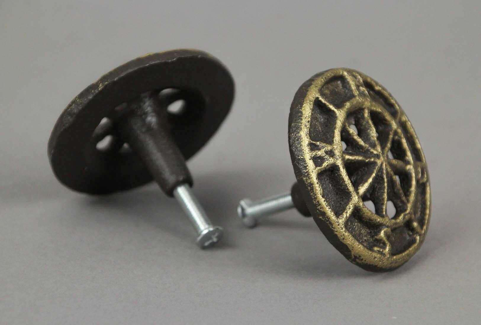 Alt View 6. Zeckos - Set of 12 Bronze Cast Iron Cabinet Hardware Knob Compass Rose Drawer Pull Handle - Bronze.