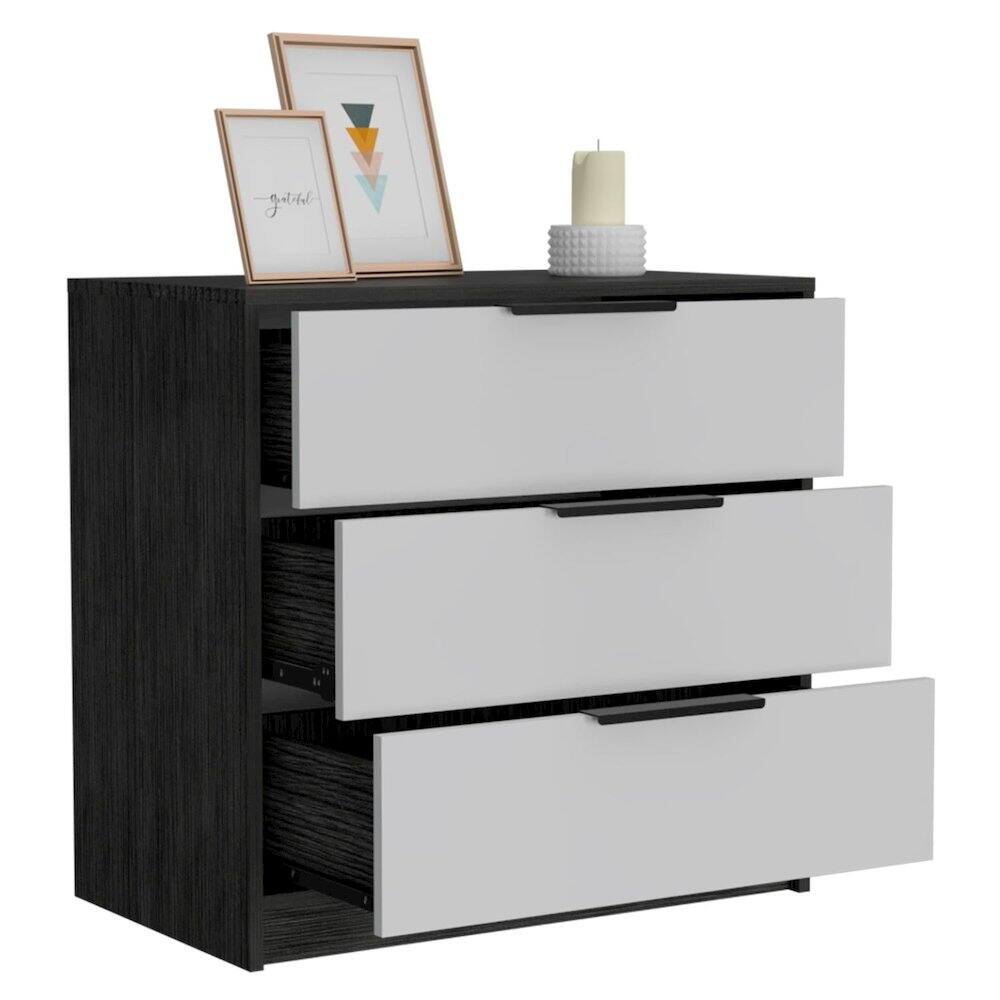 Alt View 1. TuHome - Kaia Three Drawer Dresser Smokey Oak / White MDF - White.