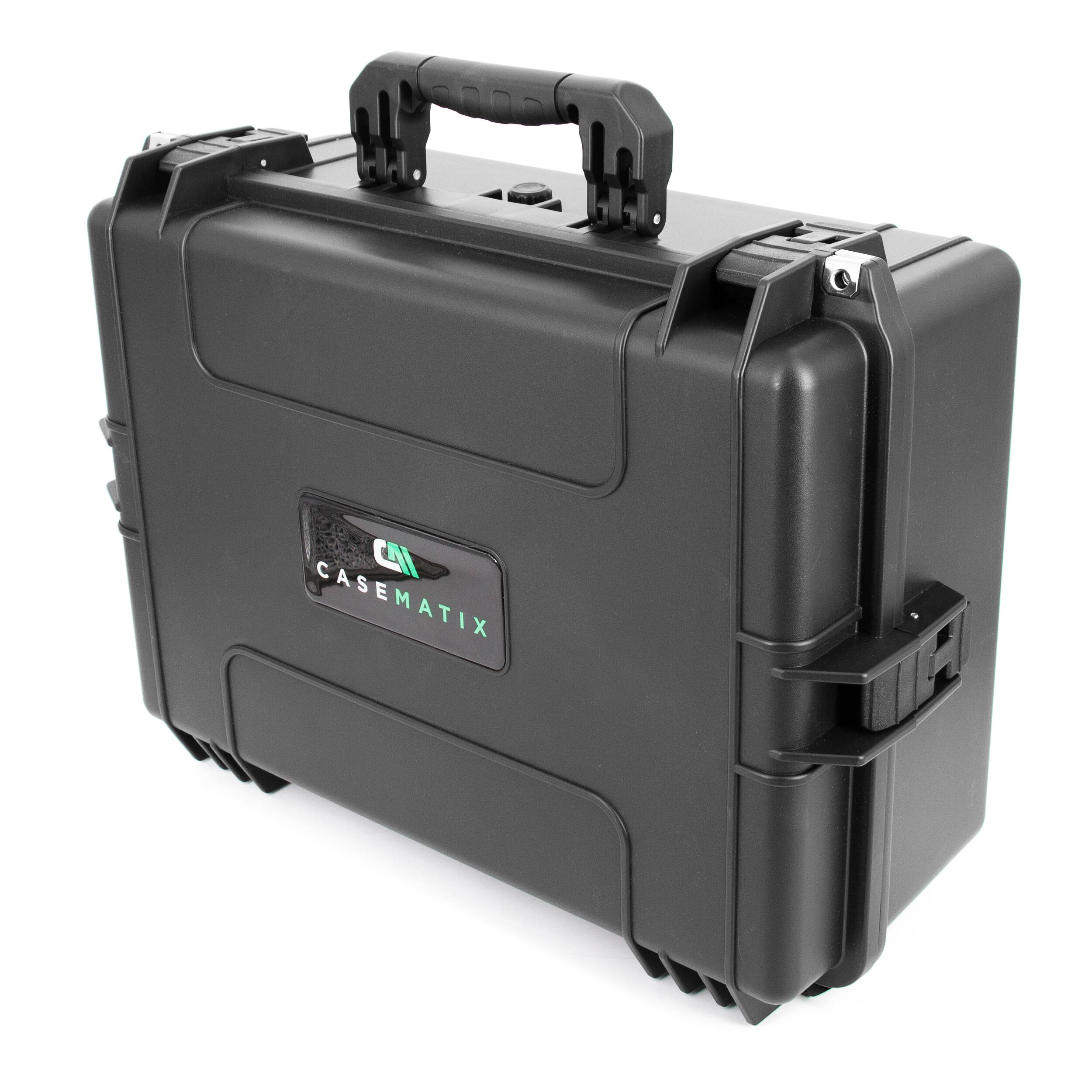 Angle. CASEMATIX - Waterproof Hard Shell Travel Case With Foam Compatible with Xbox Series X Console, Controllers, Headset and More - Black.