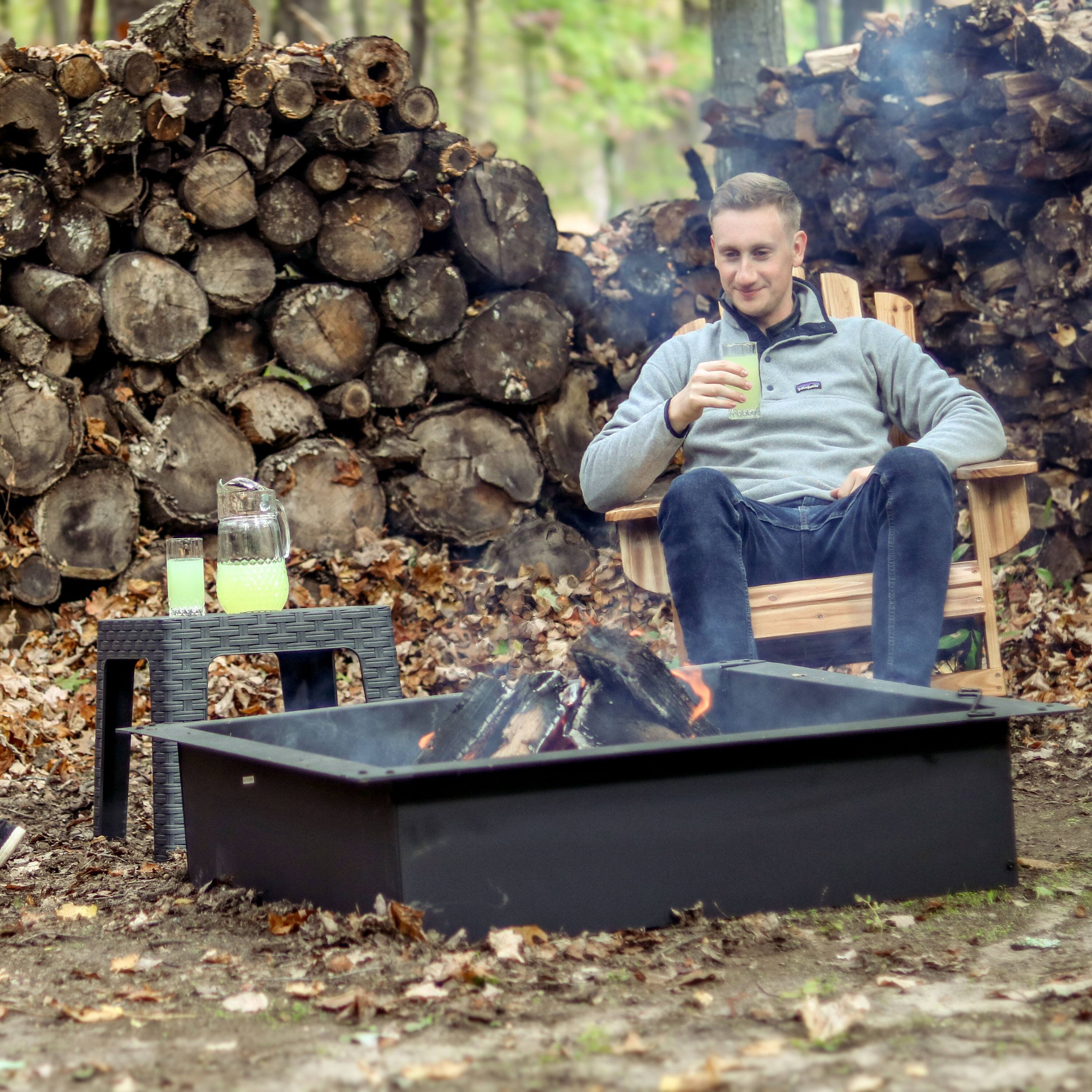 Alt View 4. Home Collection - 36" Heavy Duty Steel Fire Ring – DIY Fire Pit for Backyard Patio Garden - Black.