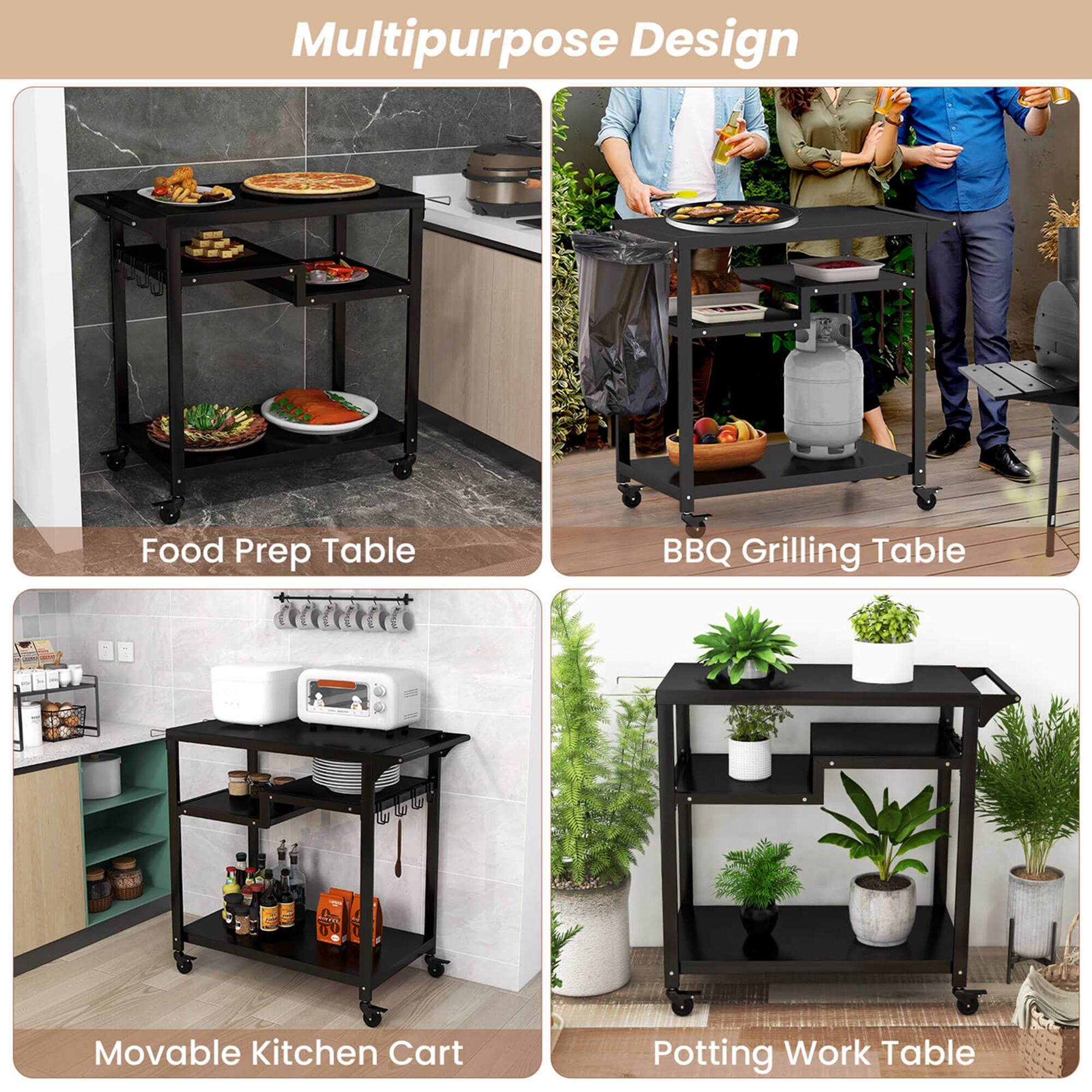 Multipurpose Design

Food Prep Table

BBQ Grilling Table

Movable Kitchen Cart

Potting Work Table