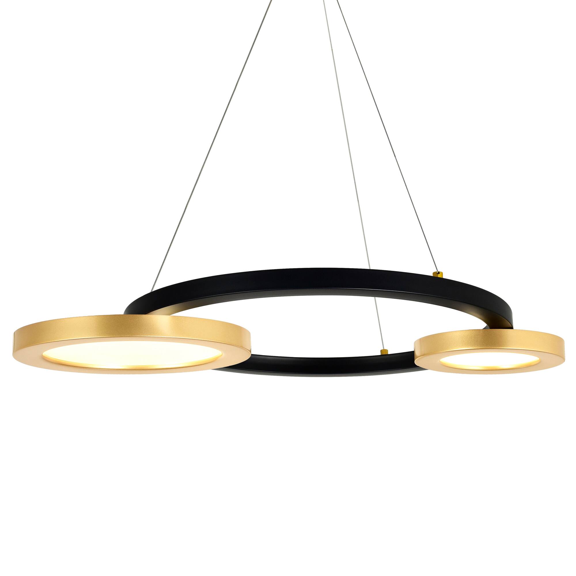 Angle. CWI Lighting - Deux Lunes LED Chandelier With Sun Gold & Black Finish - Sun Gold & Black.