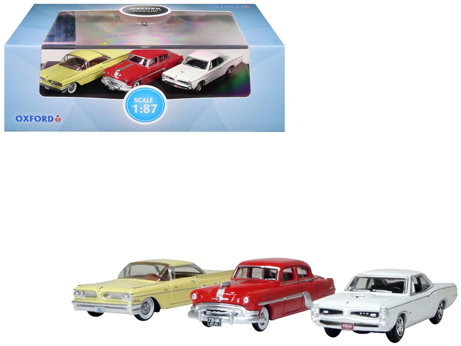 "Pontiac Set of 3 Cars ""100th Anniversary 2026"" 1/87 (HO) Scale Diecast Model Cars by Oxford Diecast" price history on PriceWatchPro