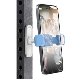 TECH SAFARI - Gym Magnetic Phone Holder 360 Adjustable Compatible With 4.7-6.5" Smartphones Alloy Base And Joint Black - Blue - 1 Pack