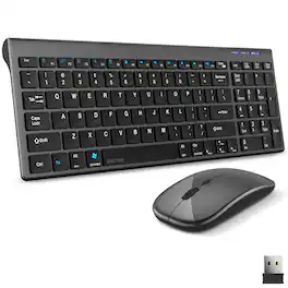 Delton - N36 Slim Wireless Keyboard and Optical Mouse Combo, (DKMN36-WB) - Black