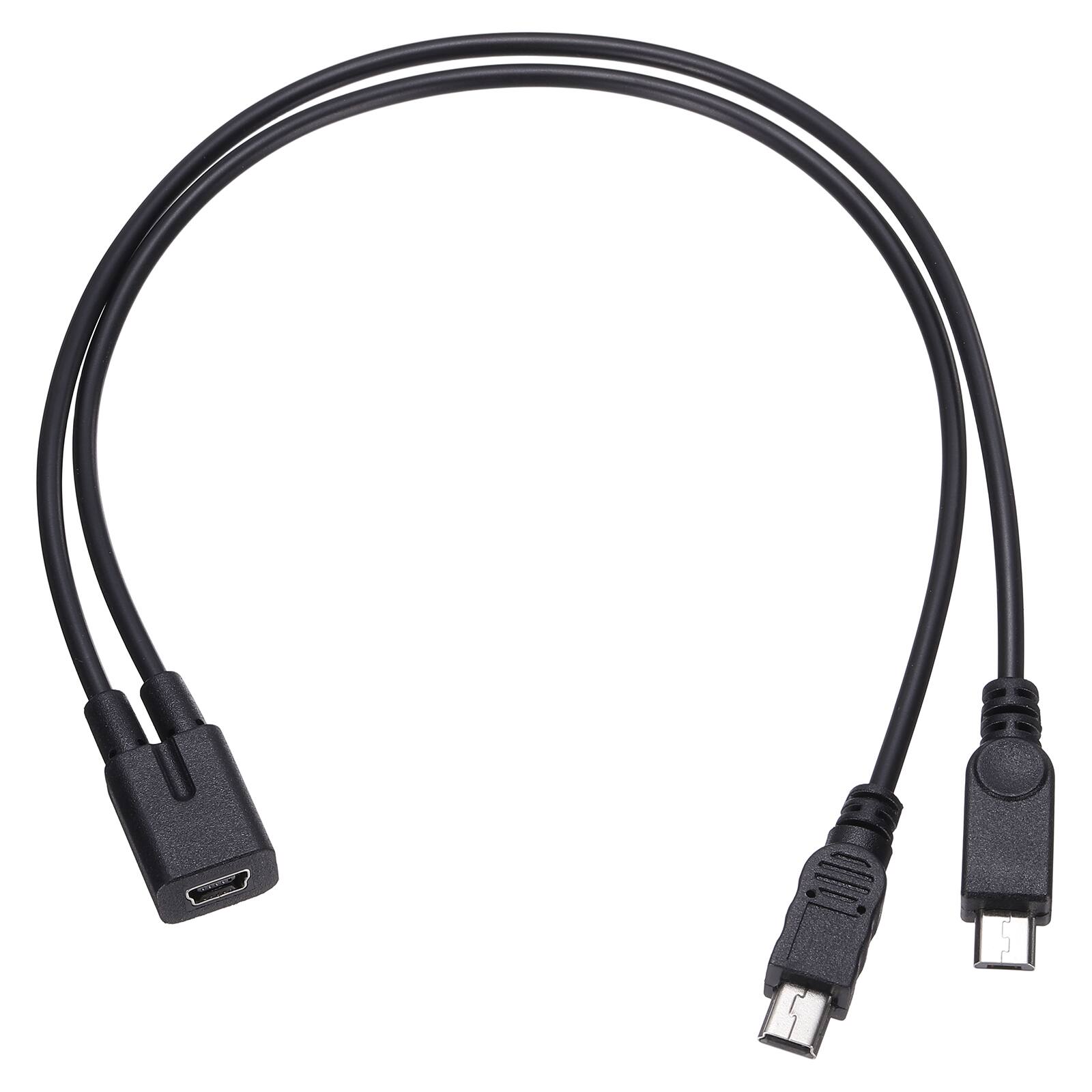 Unique Bargains - Mini USB Female to Micro USB and Mini USB Male 2-in-1 11.8" Adapter Cable - Black