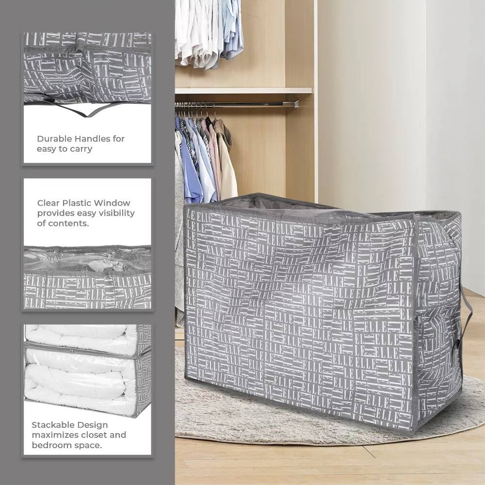 - Durable Handles for easy to carry
- Clear Plastic Window provides easy visibility of contents.
- Stackable Design maximizes closet and bedroom space.