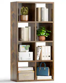 GTPlayer - 8 Wood Cube Storage Organizer 11 In Cube Storage Bookshelf Vertical or Horizontal - Brown