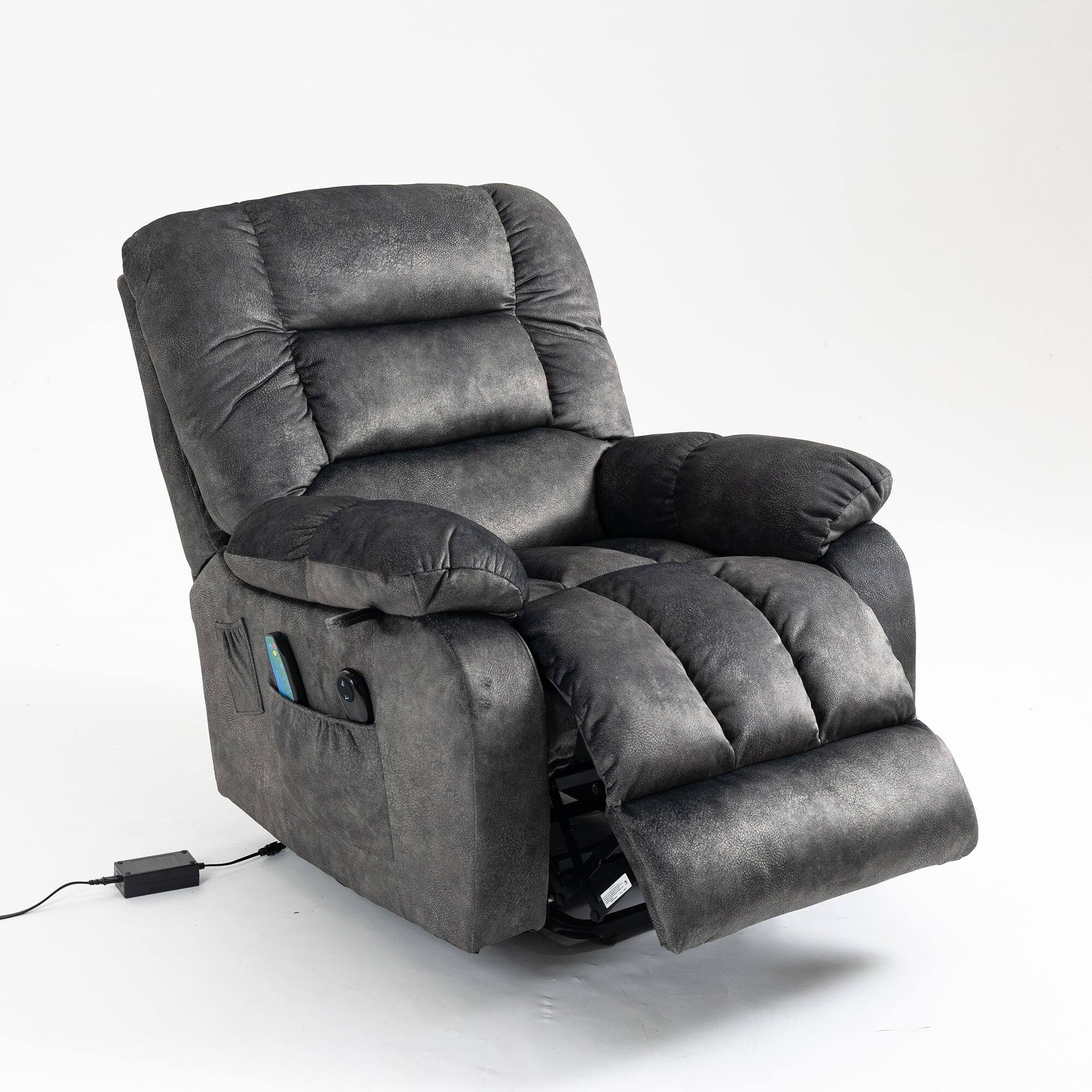 Alt View 3. Boyel Living - Power Lift Recliner For Elderly 8 Point Massage Lumbar Heating Steel Frame Living Room Furniture - Grayish Blue.