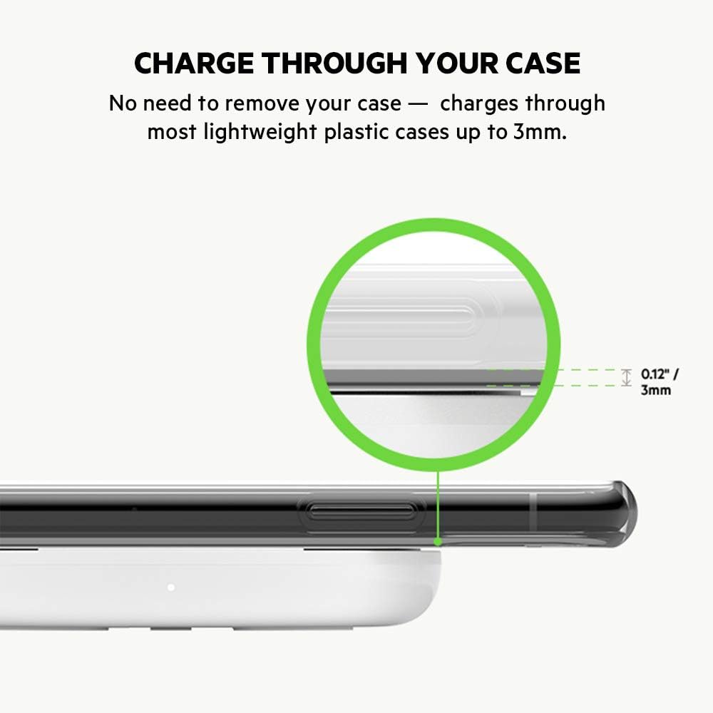 Charge Through Your Case: No need to remove your case - charges through most lightweight plastic cases up to 3mm.