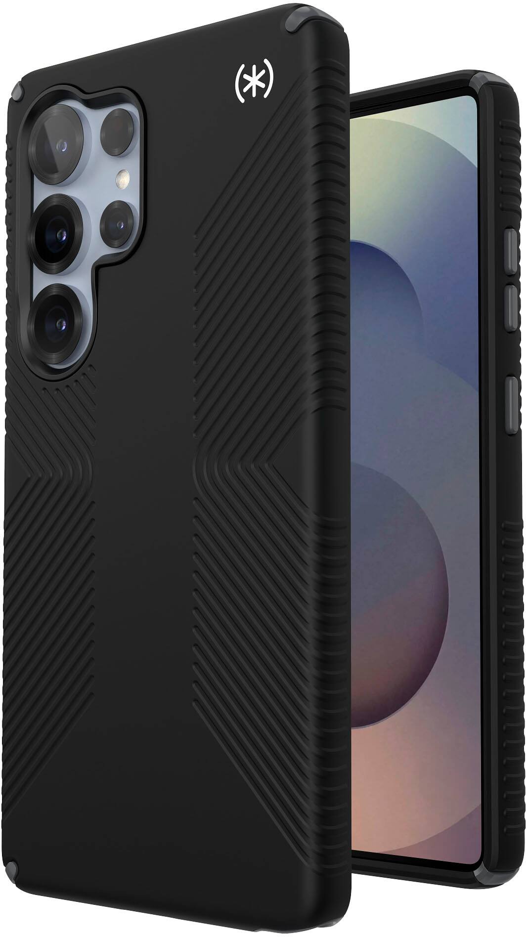 Angle. Speck - Presidio2 Grip and Magnet Case for Samsung Galaxy S25 Ultra - Black.