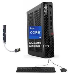 Lenovo - Upgraded - ThinkStation P3 Mini Desktop (Intel i9-14900, 32GB DDR5, 2TB PCIe SSD, NVIDIA T400, Win 11 Pro) w/USB Hub - Black