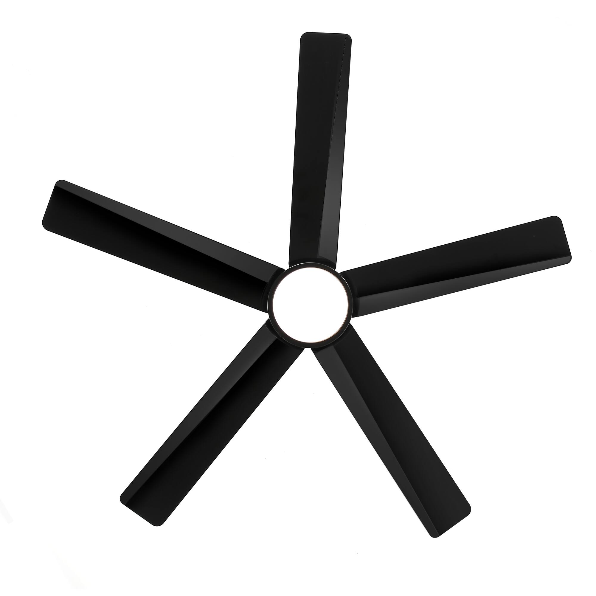 Alt View 9. Breezary - 52-Inch Indoor Modern Ceiling Fan with Integrated Light, DC Motor, 6-Speed Remote, 5 Blades, Includes 5" & 10" Downrods - Black (LED).