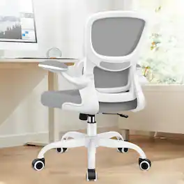 Brick Attic - Ergonomic Office Chair with Lumbar Support and Adjustable Armrests, Breathable Mesh Mid Back Computer Desk Chair - Light Gray