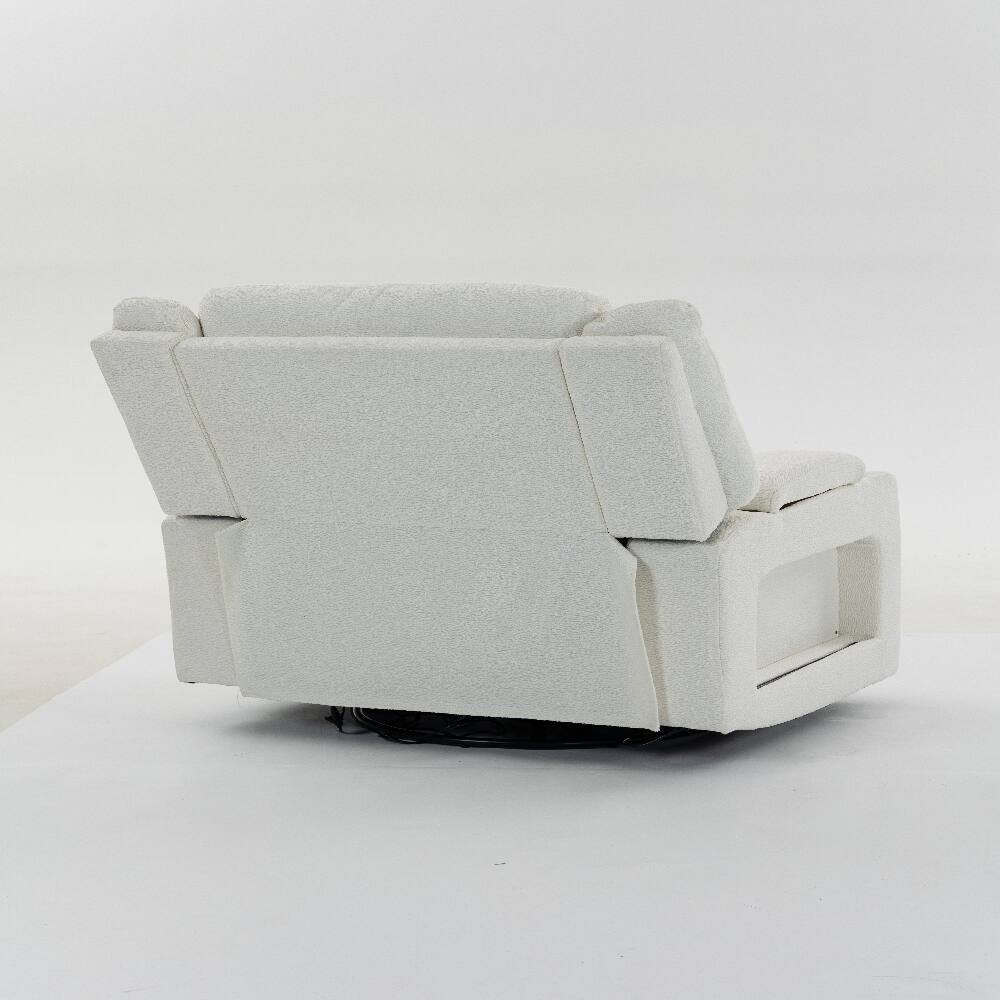 Alt View 3. Ropilly - Ropilly Extra Wide Power Recliner with Heat and Massage Cream Velvet Chair - Cream.