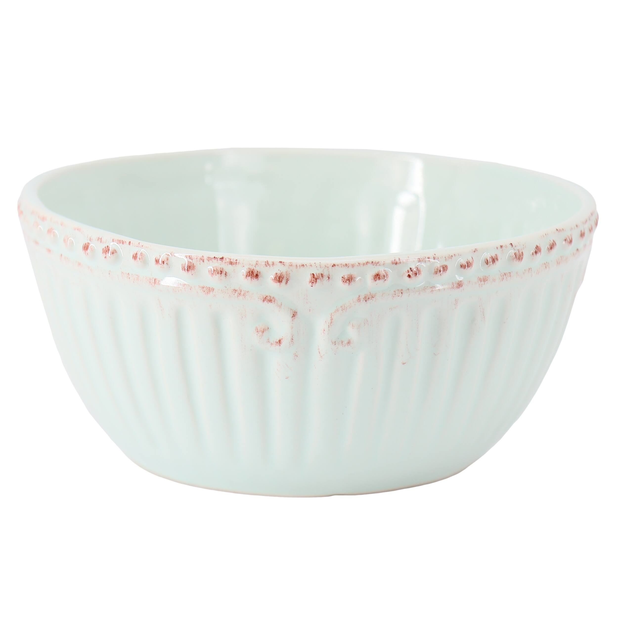 Alt View 1. Modern Southern Home - Modern Southern Home Capri 6 Piece 6 Inch Stoneware Embossed Cereal Bowl Set in Egg Blue - Mint.