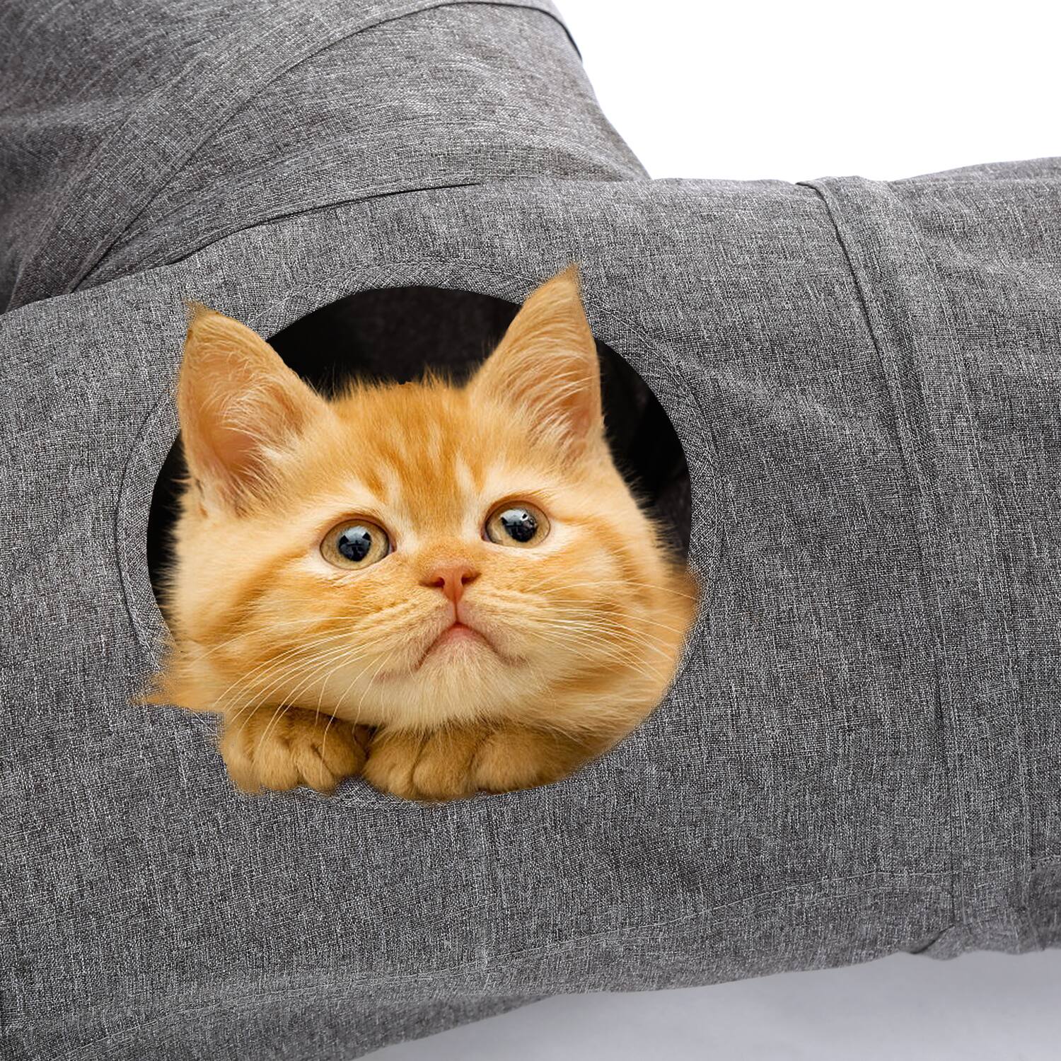 Alt View 3. Ownpets - 3-Way Extensible & Collapsible Cat Tube Tunnel - Grey.