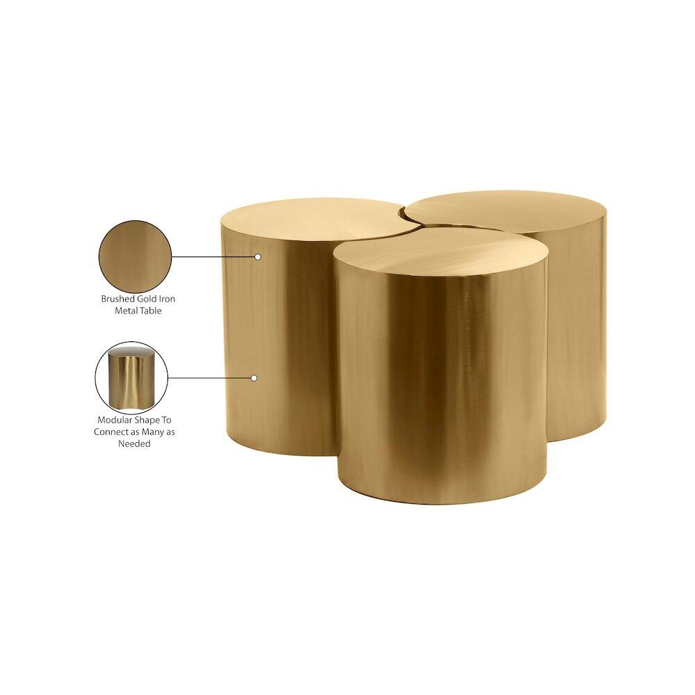 Brushed Gold Iron Metal Table  
Modular Shape To Connect as Many as Needed