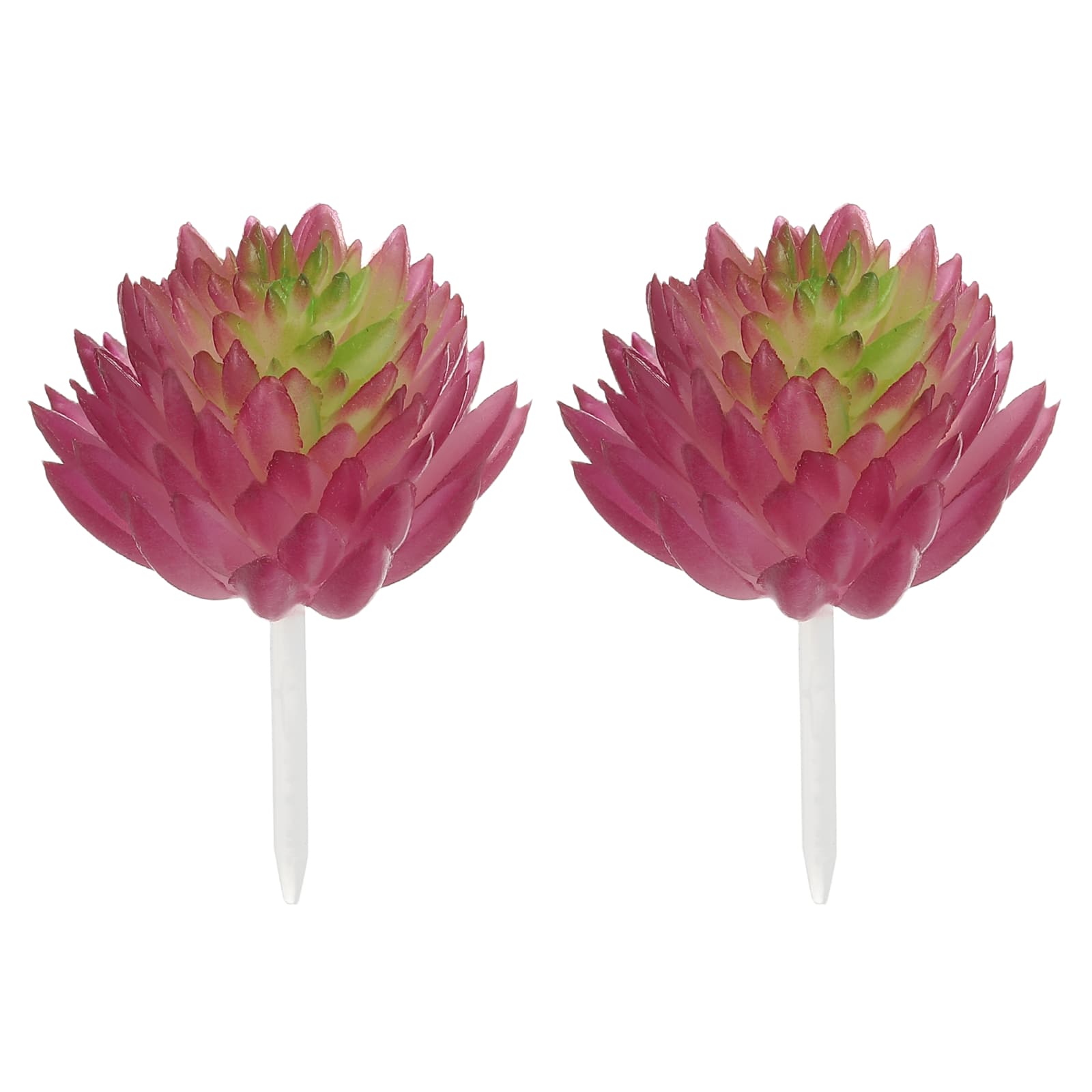 Unique Bargains - Artificial Succulent Plants 2pcs Small Realistic Fake Succulents Colorful Faux Lotus Flowers for Home Office Decoration - Fuchsia