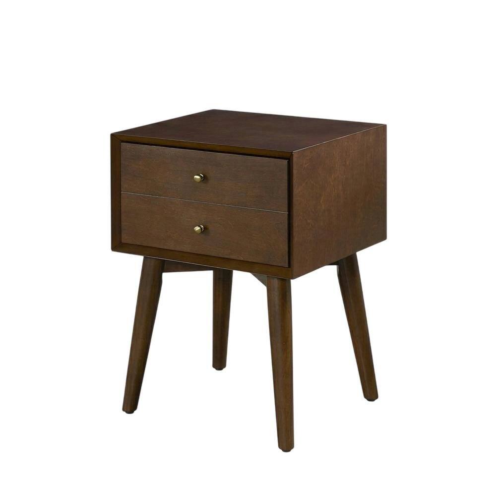 Left. FurniFact - Nightstand in MDF and Solid Poplar Wood with Veneer Finish for Bedroom Storage - Mahogany.