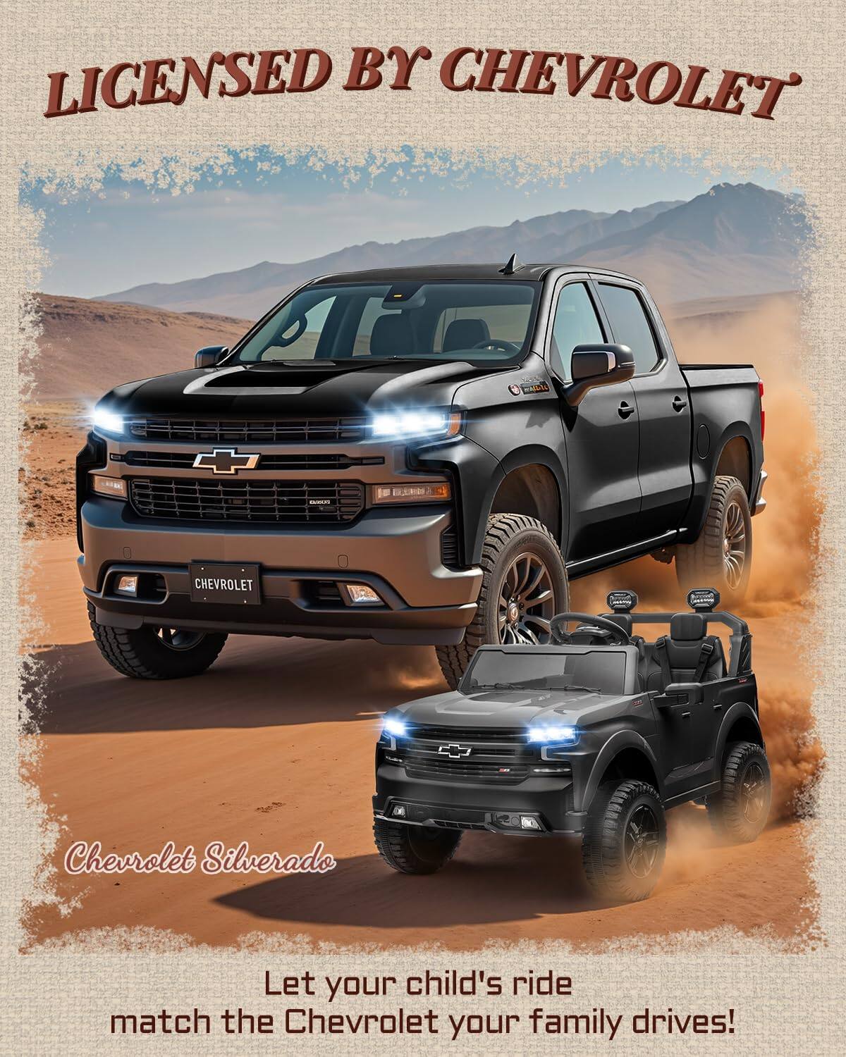 LICENSED BY CHEVROLET

Chevrolet Silverado

Let your child's ride match the Chevrolet your family drives!
